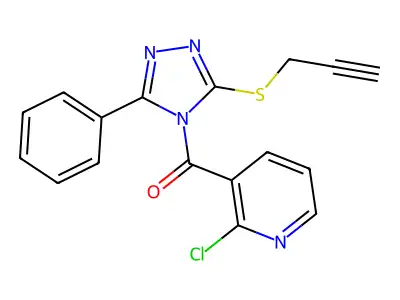 2-CHLORO(3-PYRIDYL) 5-PHENYL-2-PROP-2-YNYLTHIO(1,3,4-TRIAZOLYL) KETONE structure