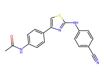 N-(4-{2-[(4-cyanophenyl)amino]-1,3-thiazol-4-yl}phenyl)acetamide structure
