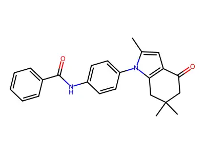 N-[4-(2,6,6-trimethyl-4-oxo-5,7-dihydroindol-1-yl)phenyl]benzamide structure