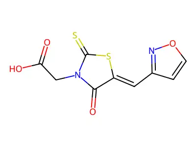 3-Thiazolidineacetic acid, 5-(3-isoxazolylmethylene)-4-oxo-2-thioxo- structure