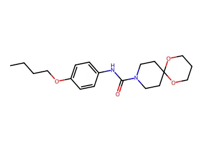 N-(4-butoxyphenyl)-1,5-dioxa-9-azaspiro[5.5]undecane-9-carboxamide structure