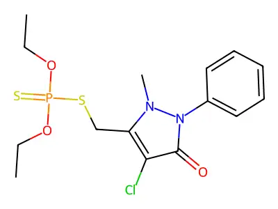 4-chloro-5-(diethoxyphosphinothioylsulfanylmethyl)-1-methyl-2-phenylpyrazol-3-one structure