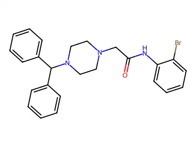 2-(4-benzhydrylpiperazin-1-yl)-N-(2-bromophenyl)acetamide structure