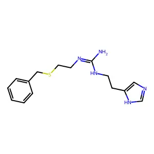2-(2-benzylsulfanylethyl)-1-[2-(1H-imidazol-5-yl)ethyl]guanidine structure