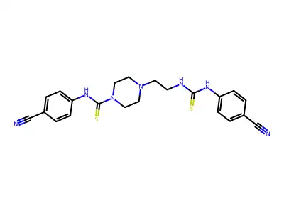 N-(4-cyanophenyl)-4-[2-[(4-cyanophenyl)carbamothioylamino]ethyl]piperazine-1-carbothioamide structure