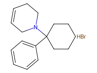 Pyridine, 1,2,5,6-tetrahydro-1-(1-phenylcyclohexyl)-, hydrobromide structure