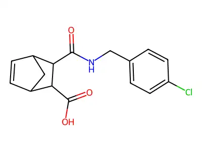 bicyclo[2.2.1]hept-5-ene-2-carboxylic acid, 3-[[[(4-chlorophenyl)methyl]amino]carbonyl]- structure