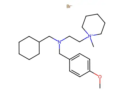 1-(2-((Cyclohexylmethyl)(p-methoxybenzyl)amino)ethyl)-1-methyl-piperidinium bromide structure
