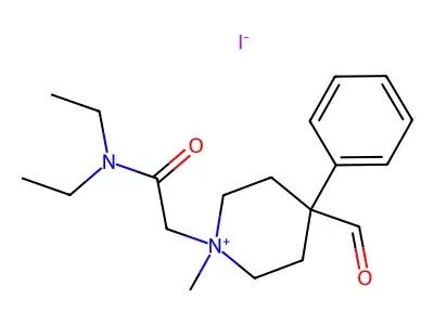 Piperidinium, 1-((diethylcarbamoyl)methyl)-4-formyl-1-methyl-4-phenyl-, iodide structure