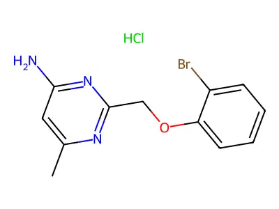 Pyrimidine, 4-amino-2-((2-bromophenoxy)methyl)-6-methyl-, hydrochloride structure