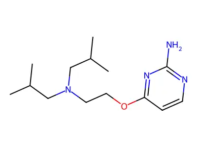 Pyrimidine, 2-amino-4-(2-diisobutylaminoethoxy)- structure