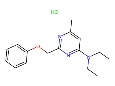 Pyrimidine, 4-(diethylamino)-6-methyl-2-(phenoxymethyl)-, hydrochloride structure