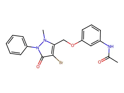 N-(3-((4-BROMO-2-METHYL-5-OXO-1-PHENYL-3-PYRAZOLIN-3-YL)METHOXY)PHENYL)ETHANAMIDE structure