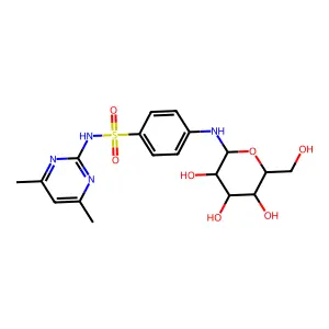 Sulfanilamide, N1-(4,6-dimethyl-2-pyrimidinyl)-N4-D-glucosyl- structure