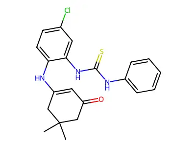 3-((4-CHLORO-2-(((PHENYLAMINO)THIOXOMETHYL)AMINO)PHENYL)AMINO)-5,5-DIMETHYLCYCLOHEX-2-EN-1-ONE structure