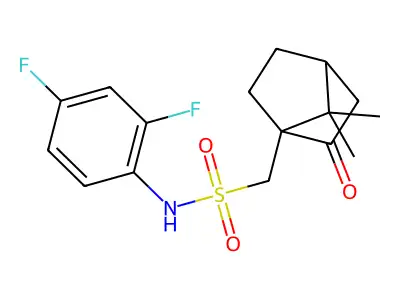 N-(2,4-difluorophenyl)-1-{7,7-dimethyl-2-oxobicyclo[2.2.1]heptan-1-yl}methanesulfonamide structure