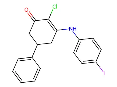 2-Chloro-3-[(4-iodophenyl)amino]-5-phenylcyclohex-2-en-1-one structure