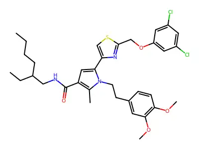 5-[2-[(3,5-Dichlorophenoxy)methyl]-4-thiazolyl]-1-[2-(3,4-dimethoxyphenyl)ethyl]-N-(2-ethylhexyl)-2-methyl-1H-pyrrole-3-carboxamide structure