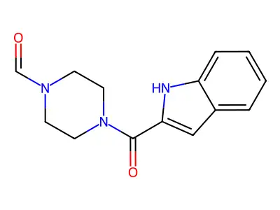 4-(1H-indole-2-carbonyl)piperazine-1-carbaldehyde structure