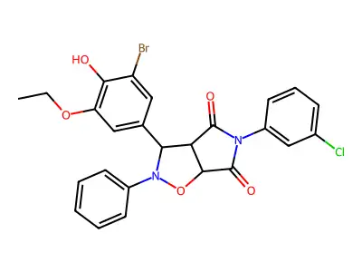 3-(3-bromo-5-ethoxy-4-hydroxyphenyl)-5-(3-chlorophenyl)-2-phenyldihydro-2H-pyrrolo[3,4-d][1,2]oxazole-4,6(3H,5H)-dione structure