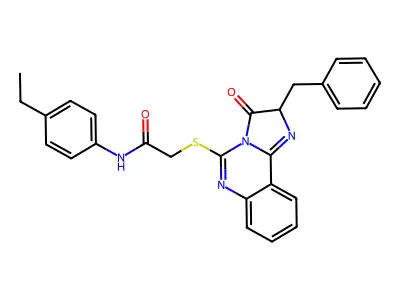 2-({2-benzyl-3-oxo-2H,3H-imidazo[1,2-c]quinazolin-5-yl}sulfanyl)-N-(4-ethylphenyl)acetamide structure