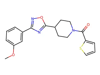 4-[3-(3-Methoxyphenyl)-1,2,4-oxadiazol-5-yl]-1-(thiophene-2-carbonyl)piperidine structure