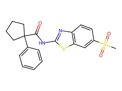 N-(6-methylsulfonyl-1,3-benzothiazol-2-yl)-1-phenylcyclopentane-1-carboxamide structure