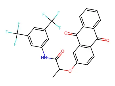 N-[3,5-bis(trifluoromethyl)phenyl]-2-(9,10-dioxoanthracen-2-yl)oxypropanamide structure