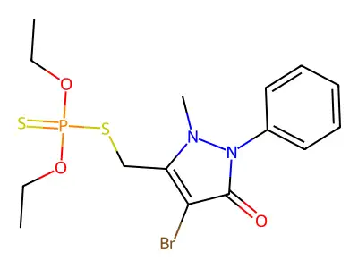 4-Bromo-5-(diethoxyphosphinothioylsulfanylmethyl)-1-methyl-2-phenylpyrazol-3-one structure