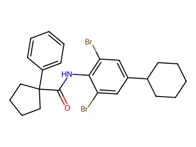 N-(2,6-dibromo-4-cyclohexylphenyl)-1-phenylcyclopentane-1-carboxamide structure