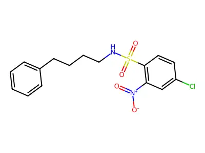 4-chloro-2-nitro-N-(4-phenylbutyl)benzenesulfonamide structure