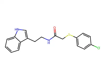 2-(4-chlorophenyl)sulfanyl-N-[2-(1H-indol-3-yl)ethyl]acetamide structure