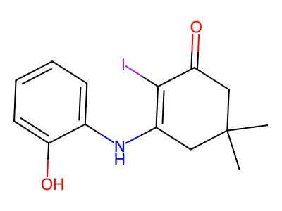 3-((2-Hydroxyphenyl)amino)-2-iodo-5,5-dimethylcyclohex-2-EN-1-one structure