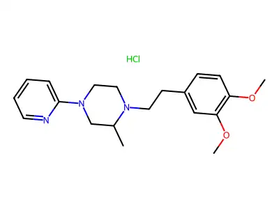 Piperazine, 1-(3,4-dimethoxyphenethyl)-2-methyl-4-(2-pyridyl)-, hydrochloride structure