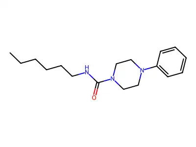 N-hexyl-4-phenylpiperazine-1-carboxamide structure