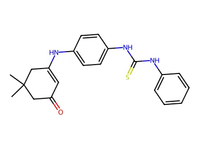 3-{4-[(5,5-Dimethyl-3-oxocyclohex-1-en-1-yl)amino]phenyl}-1-phenylthiourea structure