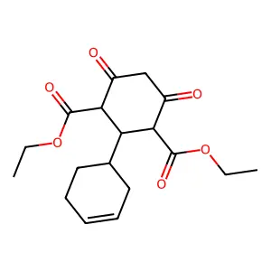 Diethyl 2-cyclohex-3-en-1-yl-4,6-dioxocyclohexane-1,3-dicarboxylate structure