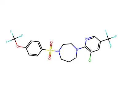 4-(3-chloro-5-(trifluoromethyl)(2-pyridyl))-1-((4-(trifluoromethoxy)phenyl)sulfonyl)-1,4-diazaperhydroepine structure
