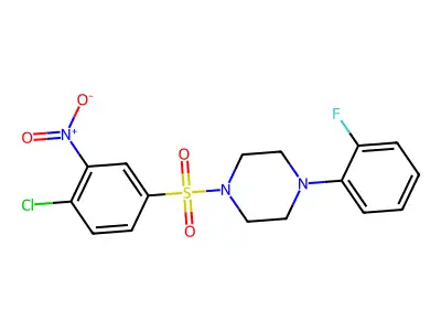 1-Chloro-4-((4-(2-fluorophenyl)piperazinyl)sulfonyl)-2-nitrobenzene structure