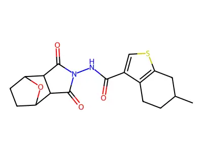 N-(1,3-dioxooctahydro-2H-4,7-epoxyisoindol-2-yl)-6-methyl-4,5,6,7-tetrahydro-1-benzothiophene-3-carboxamide structure