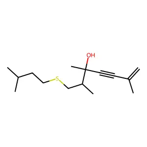 6-Hepten-4-yn-3-ol, 1-((3-methylbutyl)thio)-2,3,6-trimethyl- structure
