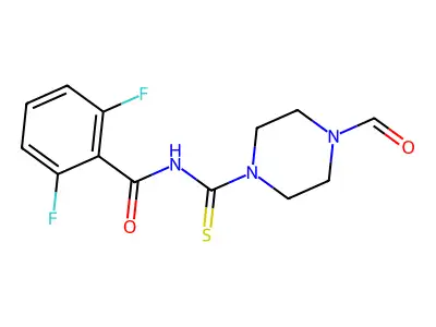 2,6-difluoro-N-(4-formylpiperazine-1-carbothioyl)benzamide structure