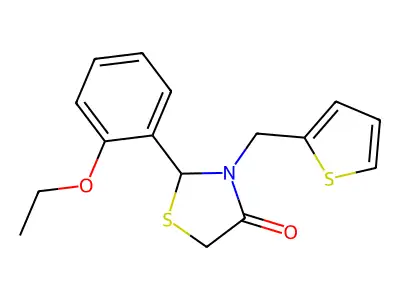 2-(2-Ethoxy-phenyl)-3-thiophen-2-ylmethyl-thiazolidin-4-one structure