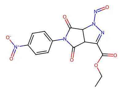 ethyl 5-(4-nitrophenyl)-1-nitroso-4,6-dioxo-1,3a,4,5,6,6a-hexahydropyrrolo[3,4-c]pyrazole-3-carboxylate structure