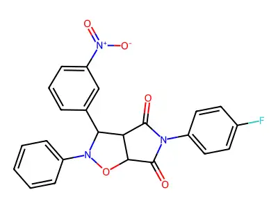 5-(4-fluorophenyl)-3-(3-nitrophenyl)-2-phenyldihydro-2H-pyrrolo[3,4-d][1,2]oxazole-4,6(3H,5H)-dione structure