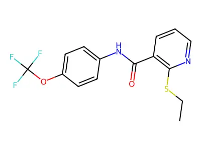 2-ethylsulfanyl-N-[4-(trifluoromethoxy)phenyl]pyridine-3-carboxamide structure