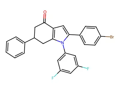 1-(3,5-Difluorophenyl)-2-(4-bromophenyl)-6-phenyl-5,6,7-trihydroindol-4-one structure