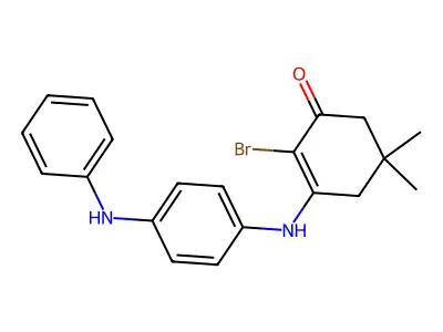 3-(4-Anilinoanilino)-2-bromo-5,5-dimethylcyclohex-2-en-1-one structure