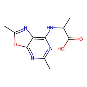 Alanine, N-(2,5-dimethyloxazolo(5,4-d)pyrimidin-7-yl)-, D- structure
