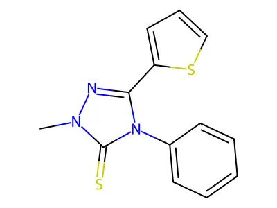2-Methyl-4-phenyl-5-thiophen-2-yl-1,2,4-triazole-3-thione structure